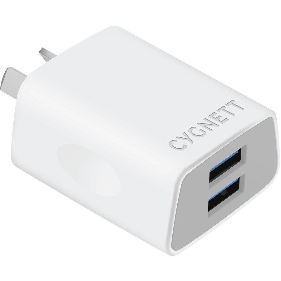 Cygnett 12W Usb-A Dual Port Wall Charger - White (CY3671PDWLCH), Usb-A Output- 5.0V⎓2.4A (12.0W), Charge 2 Devices Simultaneously, Lightweight