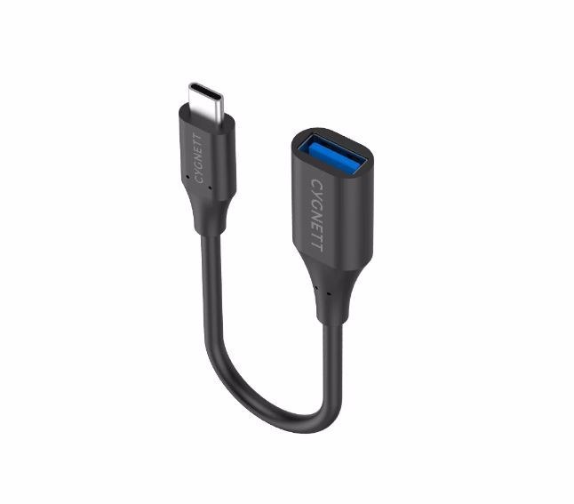 Cygnett Essentials Usb-C Male To Usb-A Female 10CM Cable Adapter - Black (Cy3313pcusa)