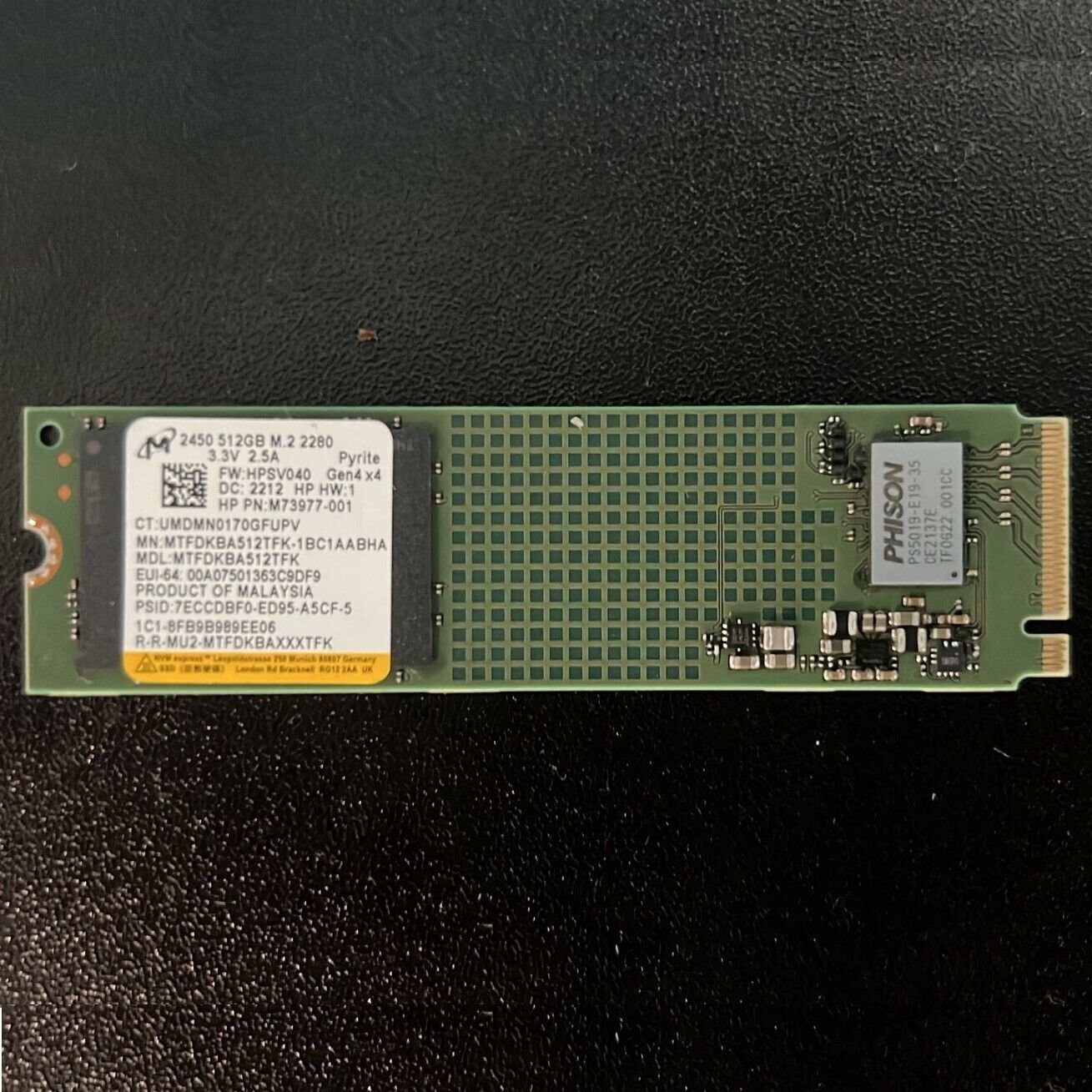 Micron 512GB Solid State Drive - M.2 2280 Internal - PCI Express NVMe (PCI Express 3.0 x4)