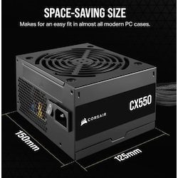 Corsair 550W CX Series, 80 Plus Bronze Certified, Up To 88% Efficiency, Compact 125MM Design Easy Fit And Airflow, Atx Psu 2023