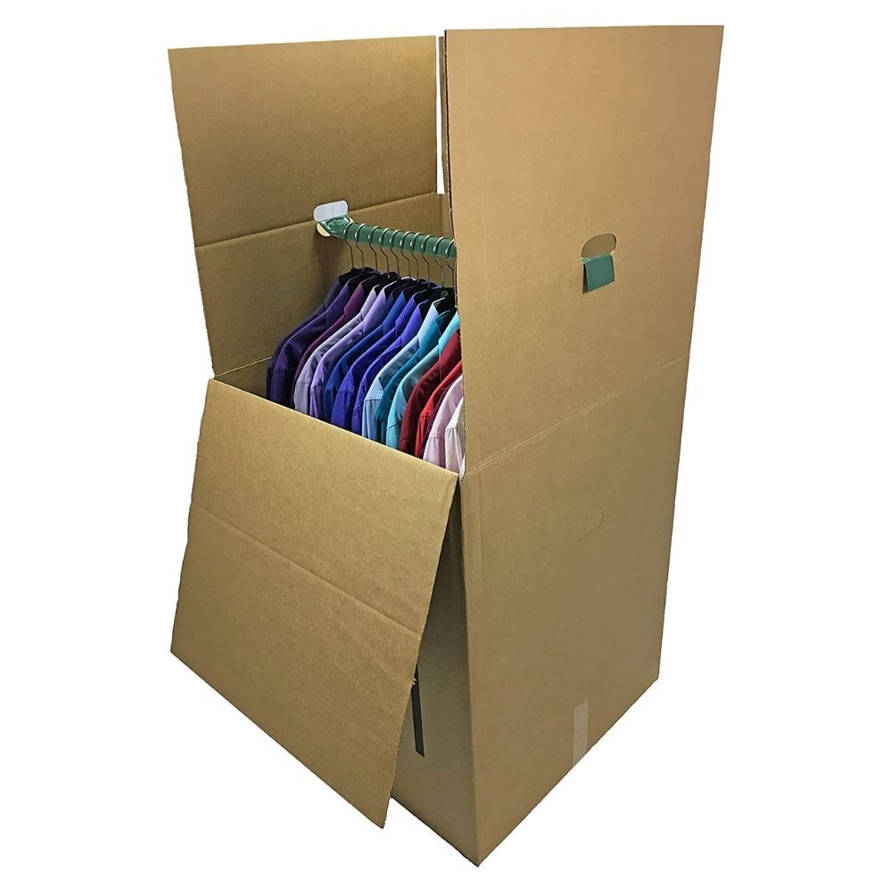 23.875" x 20.875" x 48" - Wardrobe 48ECT BC Flute - Kraft (Steel Bar Included) *Stock Box*