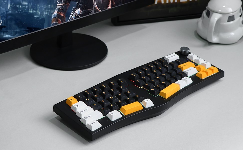 Ergo Keyboard - Bluetooth / Type-C Wired or Wireless with 8000mAh Battery, RGB Backlight for Win/Mac (Black)