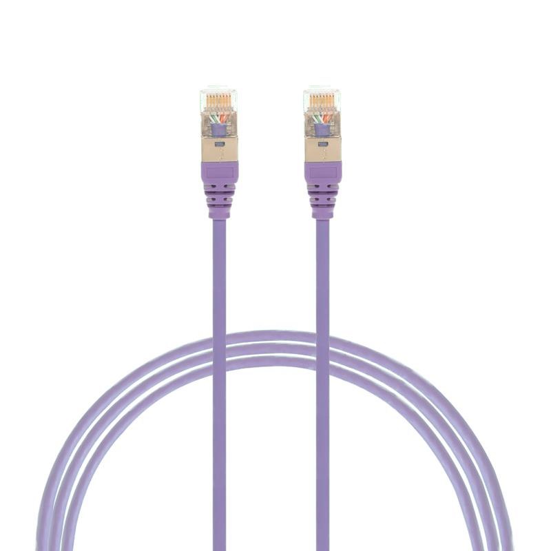 4Cabling 2M Cat 6A RJ45 S/FTP Thin LSZH 30 Awg Network Cable. Purple