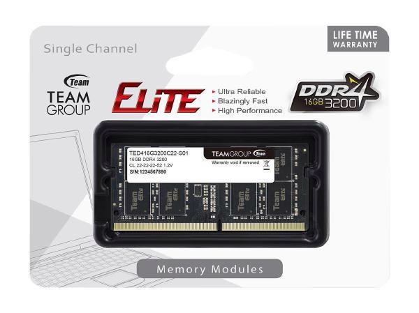 Team Elite 16GB Dram DDR4 3200MHz Sodimm