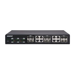 Qnap Twelve 10GbE SFP+ Ports With Shared Eight 10Gbase-T Ports Unmanage Switch, Nbase-T Support For 5-Speed Auto Negotiation (10G/5G/2.5G/1G/100M)
