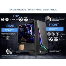 Antec DP301M Matx, Argb Front Led, Tempered Glass Side, Up To 6X 120MM Fans, Dust Filter, Gaming Case. 2 Years Warranty