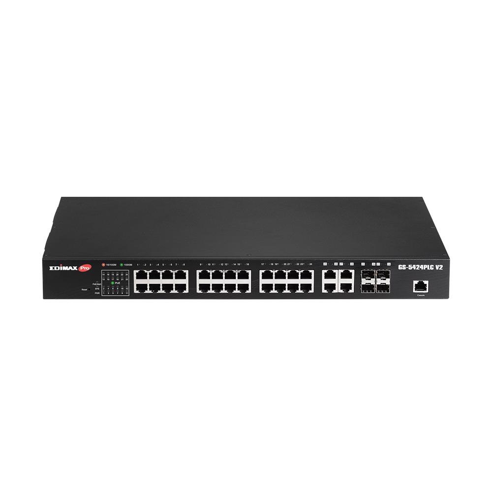 Edimax GS-5424PLC V2 Surveillance Vlan 28-Port Gigabit PoE+ Long Range Web Smart Switch With 4 Gigabit RJ45/SFP Combo Ports