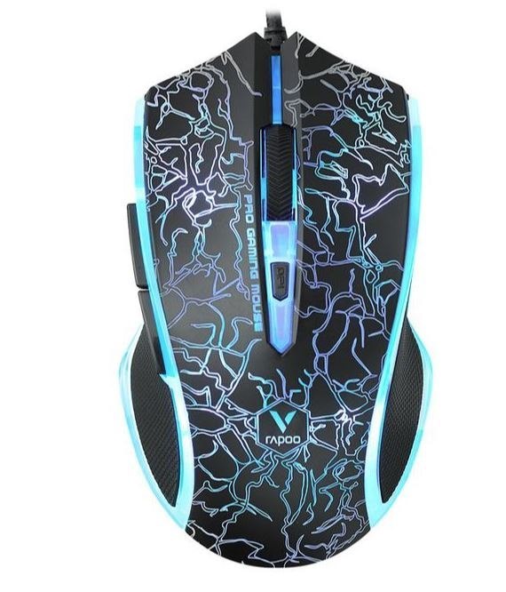 Rapoo V20S Led Optical Gaming Mouse Black - Up To3000dpi 16M Colour 5 Programmable Buttons