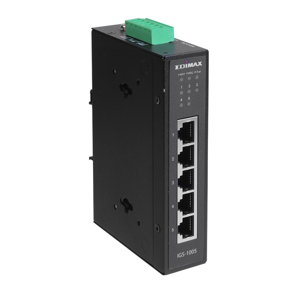 Edimax Igs-1005 Industrial 5-Port Gigabit Din-Rail Switch,5 X RJ-45 10/100/1000Base-T Gigabit Ports