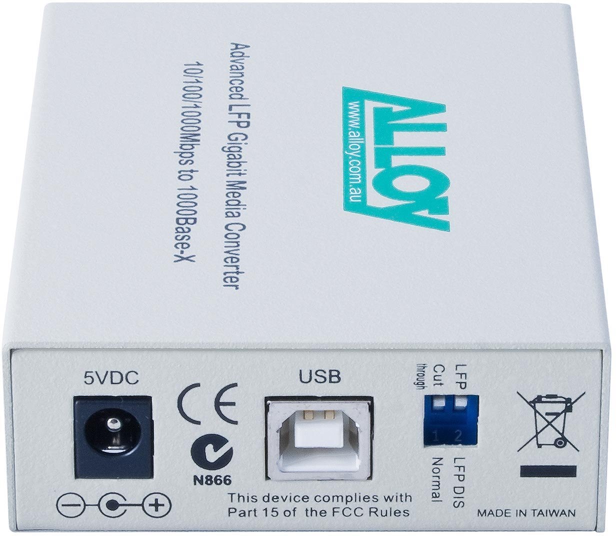 Alloy GCR2000ST 10/100/1000Base-T To Gigabit Fibre (ST) Converter With LFP Via Fef Or FM. 220M Or 550M