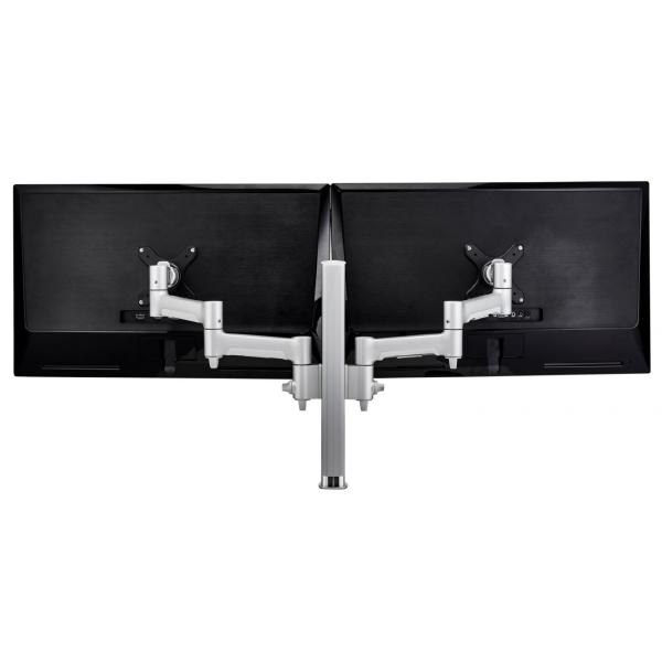 Atdec Awm Dual Monitor Arm Solution - 460MM Articulating Arms - 400MM Post - Grommet Clamp - Silver