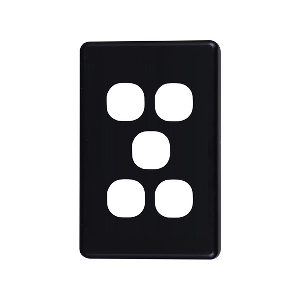 4Cabling 4C | Classic 5 Gang Switch Cover - Black