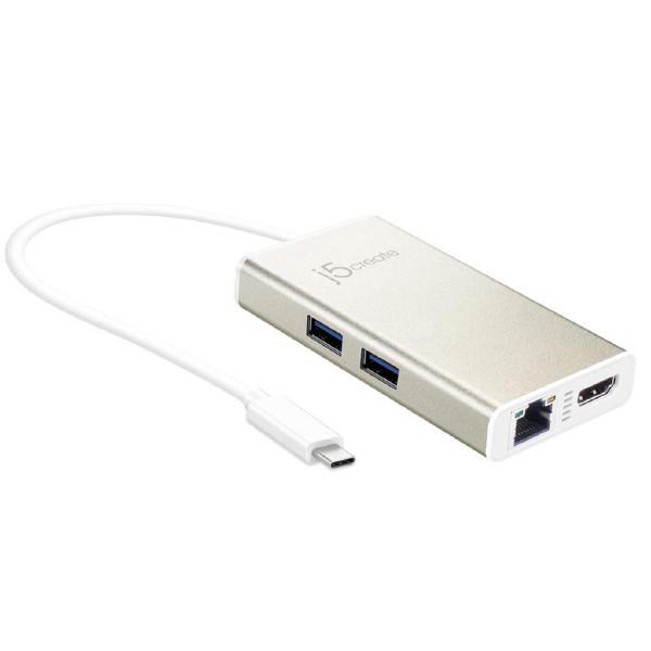 J5create Jca374 Usb-C Type-C Multi Adapter - (Usb-C To 2 X Usb 3.0, Gigabit Ethernet Port, Hdmi)