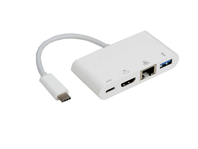 8Ware Usb Type-C To Usb 3.0 A + Hdmi + Gigabit Ethernet With Type-C Charging Port Adapter Cable- Up To 60W