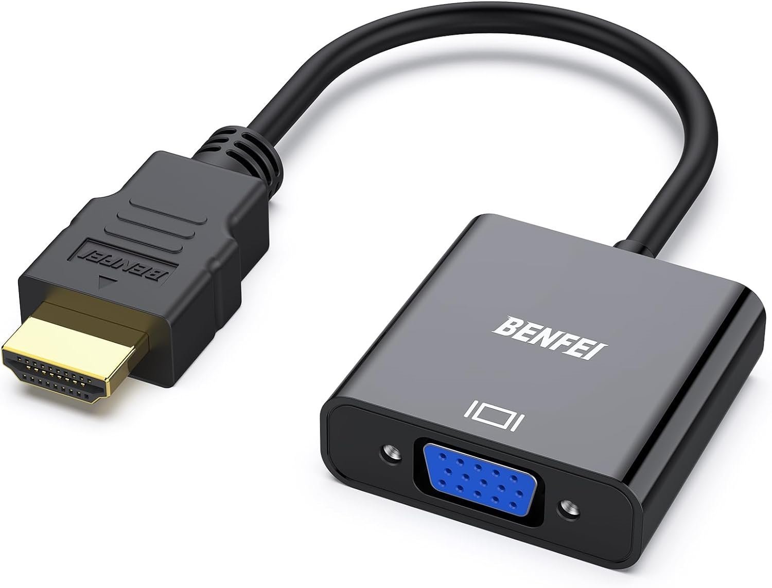 HDMI to VGA (Male to Female) for Computer, Desktop, Laptop, PC, Monitor, Projector, HDTV, Chromebook, Raspberry Pi, Roku, Xbox and More - Black