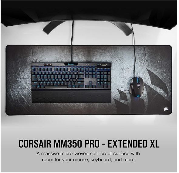 Corsair MM350 Pro Premium Spill Proof Cloth Gaming Mouse Pad. Extended Extra Large Edition 930MM X 400MM X 5MM. Graphic Surface