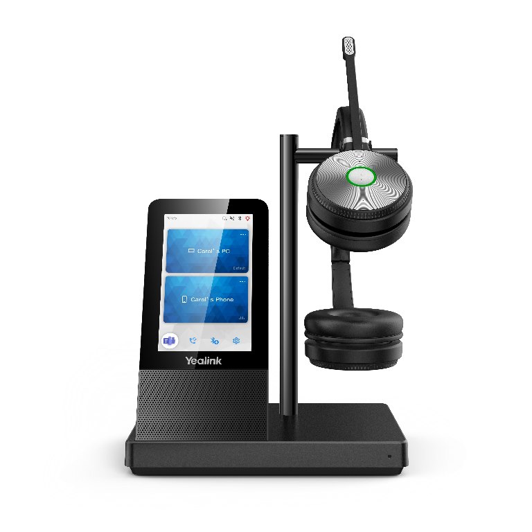 Yealink WH66 Dual Uc Dect Wirelss Headset With Touch Screen, Busylight On Headset, Leather Ear Cushions