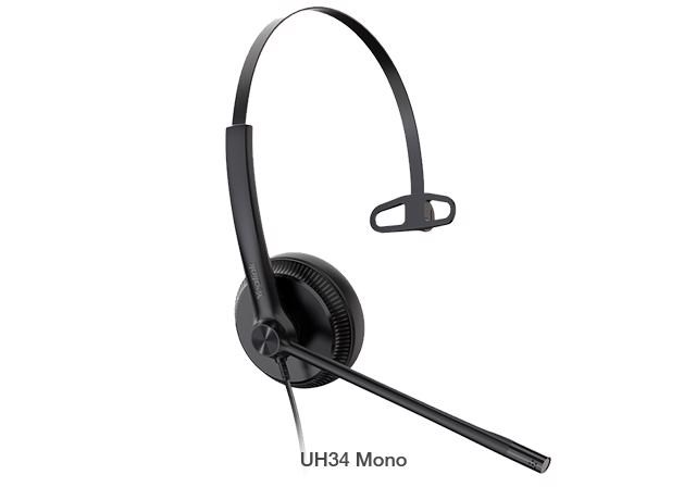 Yealink Uh34 Mono Wideband Noise Cancelling Microphone - Usb Connection, Leather Ear Cushions, Designed For Microsoft Teams