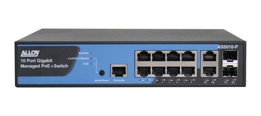 Alloy 10 Port Layer 3 Lite Managed PoE+ Switch With 10X 10/100/1000Mbps Ports + 2X Paired 100M/1Gb SFP Ports