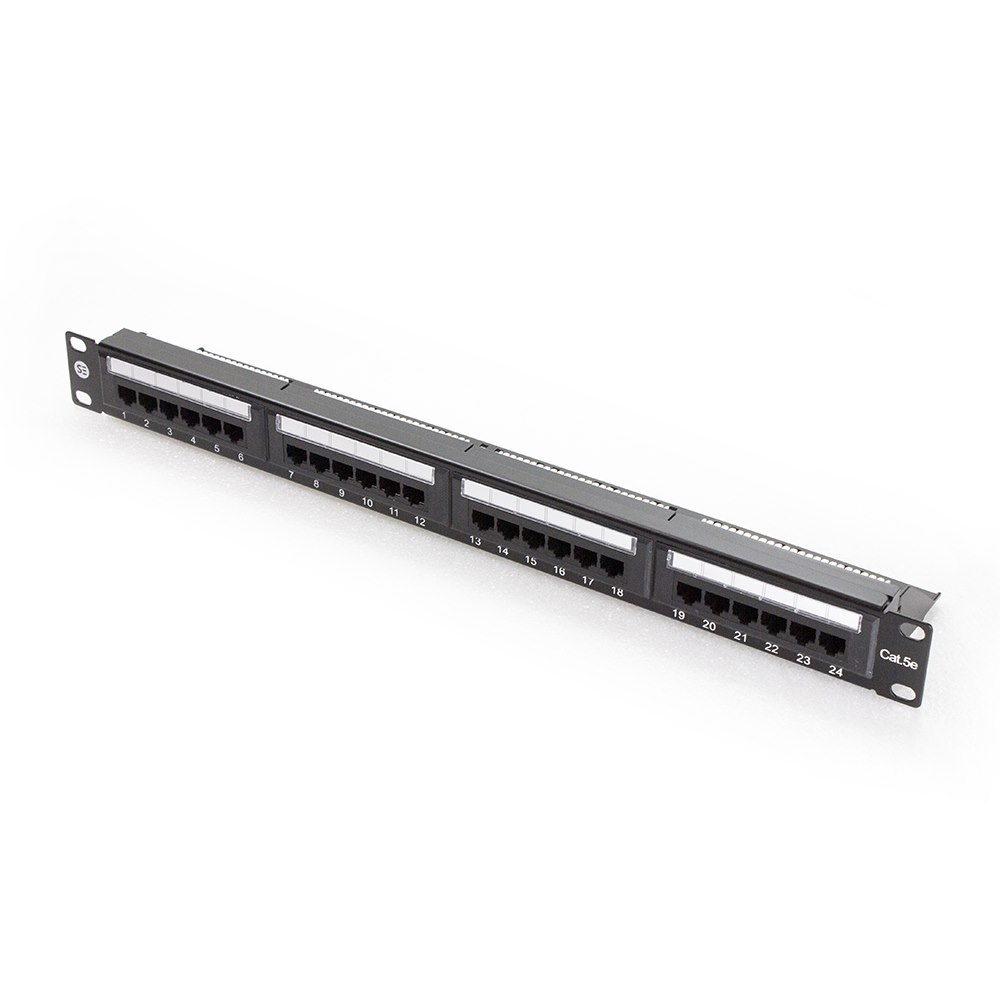 Serveredge 24 Port CAT5e Patch Panel - 1Ru Utp- Includes Cable Management Bar