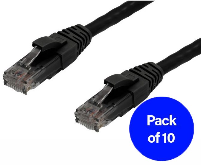 4Cabling 0.5M Cat6 RJ45-RJ45 Pack Of 10 Ethernet Network Cable. Black