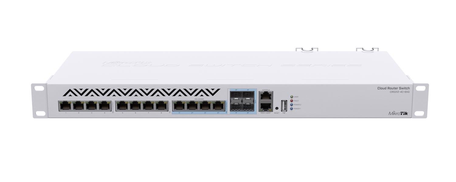 Mikrotik (CRS312-4C+8XG-RM) Switch with 10G RJ45 Ethernet ports, SFP+