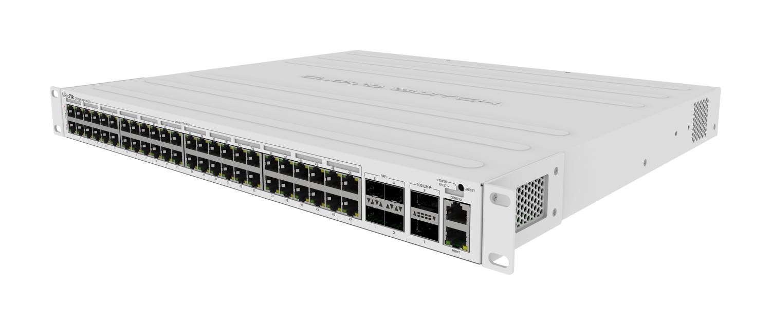 MikroTik (CRS354-48P-4S+2Q+RM) 750W 48 Port Gigabit Switch; 4x SFP+ Cages 2x 40G QSFP+ 1U Rackmount Dual Boot