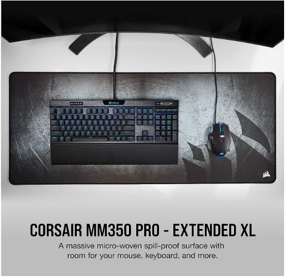 Corsair MM350 Pro Premium Spill-Proof Cloth Gaming Mouse Pad, Extended XL