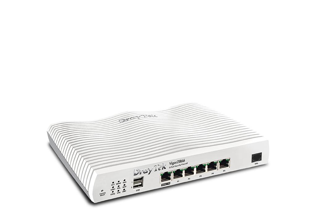 Draytek Vigor2866 (DV2866) Multi-WAN router with 1x VDSL2 35b/G.fast/ADSL2+ modem