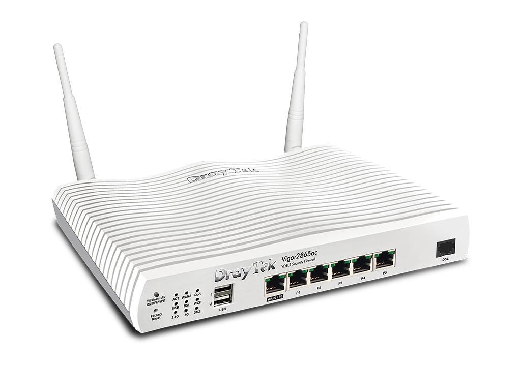 Draytek Vigor2865ac (DV2865ac) Multi-WAN router with 1x VDSL2 35b modem and 802.11ac (AC1300) Wi-Fi