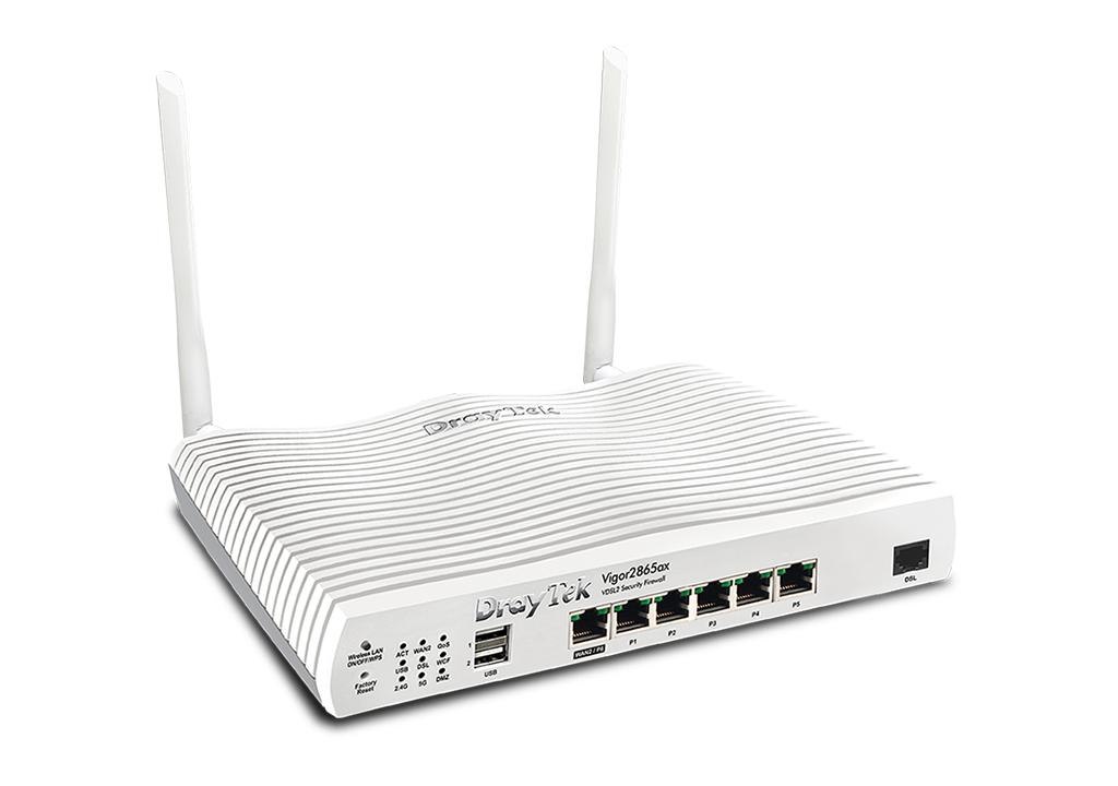 Draytek Vigor2865ax (DV2865ax) Multi-WAN router with 1x VDSL2 35b modem and 802.11ax (AX3000) Wi-F