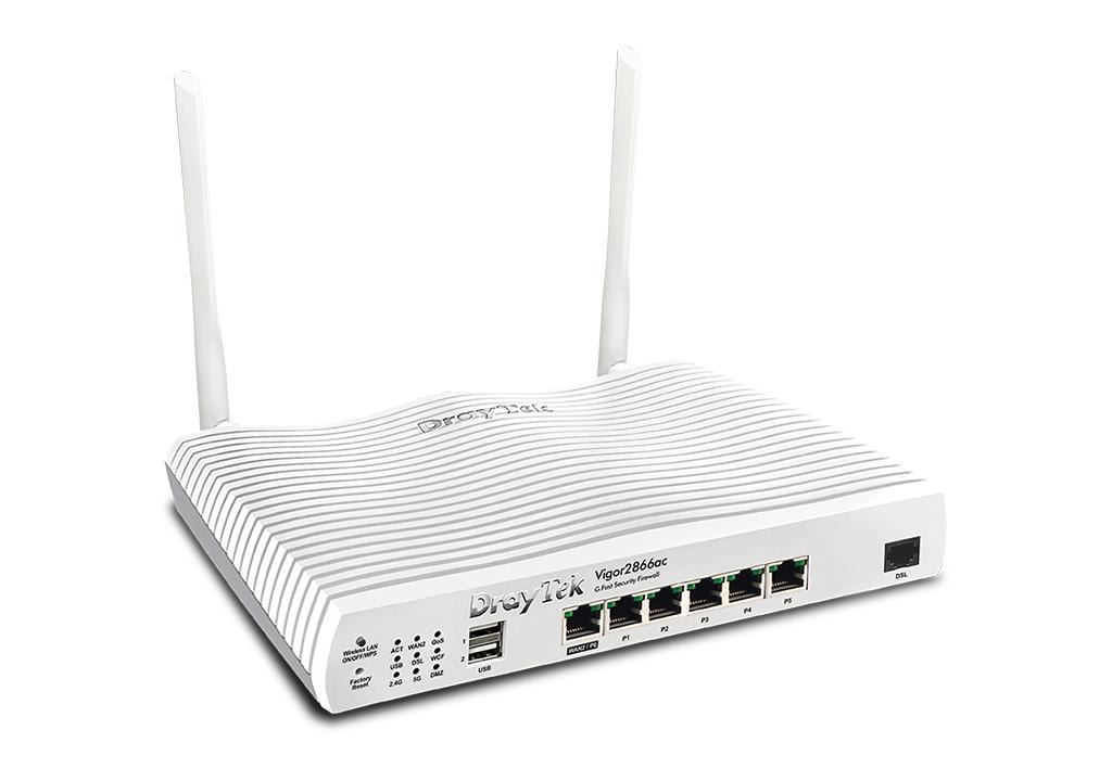 Draytek Vigor2866ac (DV2866ac) Multi-WAN router with 1x VDSL2 35b/G.fast/ADSL2+ modem, and 802.11ac (AC1300) Wi-Fi