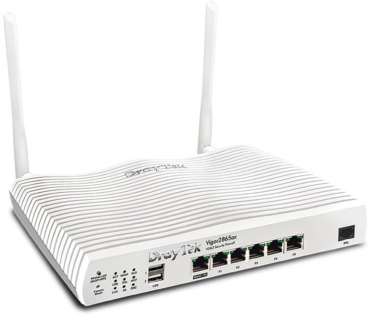 Draytek Vigor2866ax (DV2866ax) Multi-WAN router with 1x VDSL2 35b/G.fast/ADSL2+ modem and 802.11ax (AX3000) Wi-Fi
