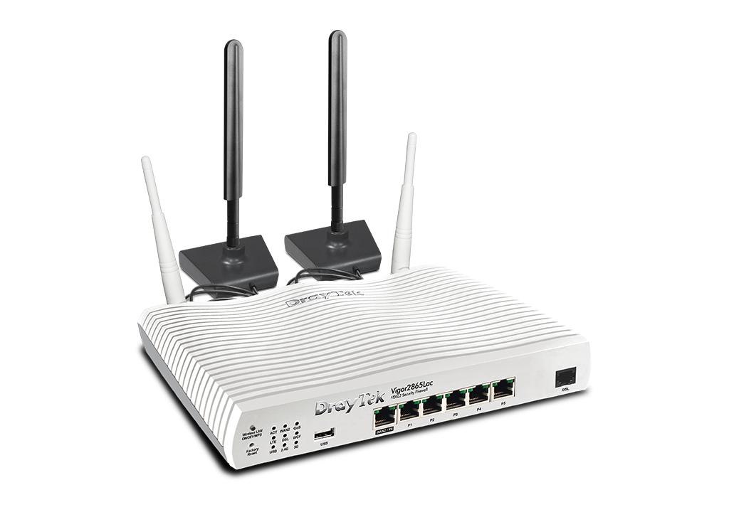 Draytek Vigor2865Lac (DV2865Lac) Multi-WAN router with Cat.6 4G LTE modem & 2x SIM card slots, 1x VDSL2 35b modem and 802.11ac (AC1300) Wi-Fi
