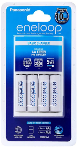 Panasonic Eneloop Overnight Charger + 4 Aa Batteries