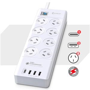 Sansai Pad-8088 Sansai 8 Way Surge Powerboard With 3X Usb Charging Ports