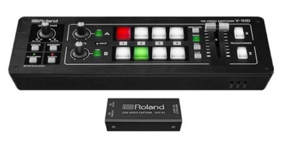 Roland V-1HD Video Switcher Web Streaming Bundle with UVC-01 HDMI Encoder