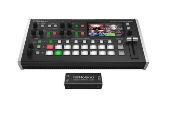 Roland V-8HD STR Video Switcher Web Streaming Bundle with UVC-01 HDMI Encoder