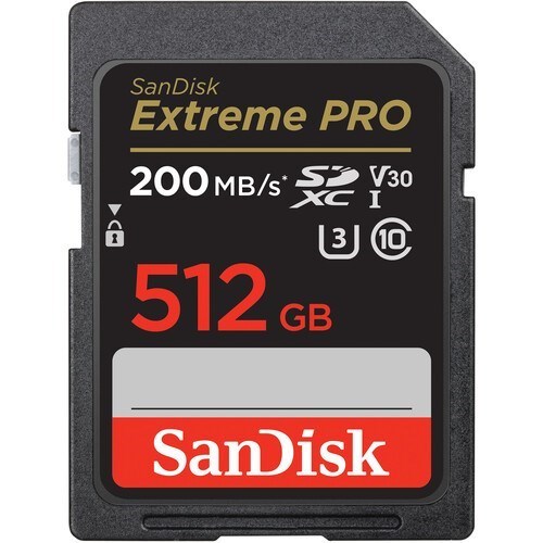 SanDisk Extreme Pro 512GB SD Card 200/140MB/s RW,C10,UHS,U3