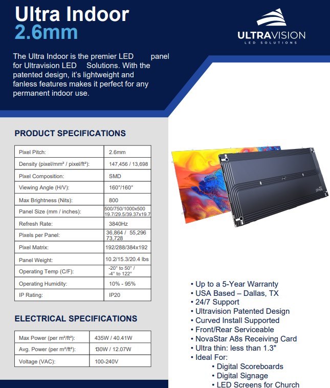 Ultra LED Wall 8.2' x 4.9' (SMD 2.6)