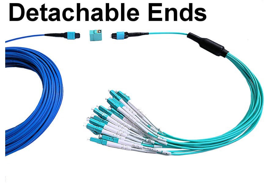 FiberCommand Ultraflex LC | 12 LC Om3 Armored Premium Fiber Optic Cable With Interchangeable Ends 30 FT