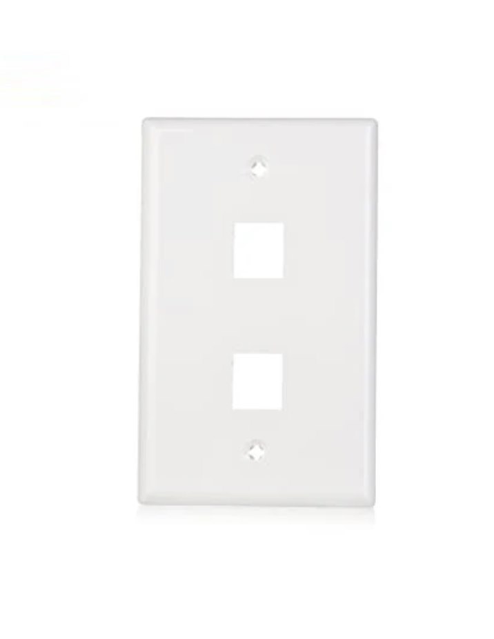 FiberCommand Wall Plate 2-Port | Keystone Jack Wall Plate In White