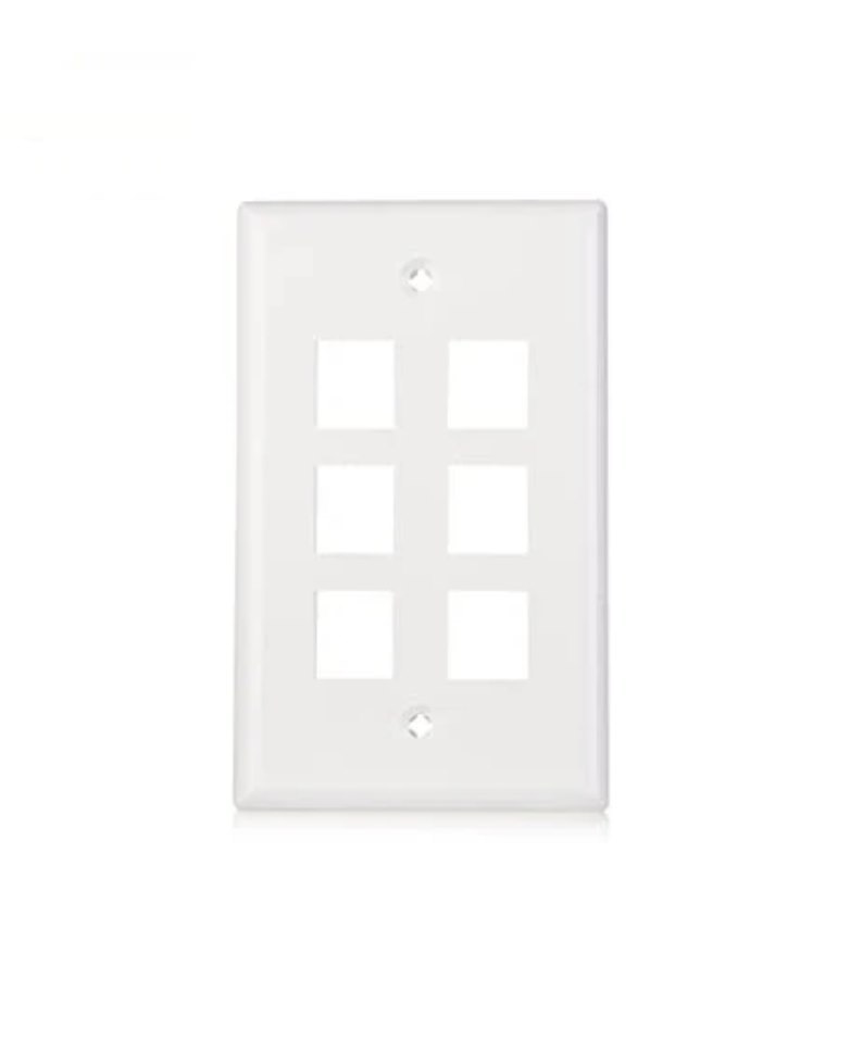 FiberCommand Wall Plate 6-Port | Keystone Jack Wall Plate In White