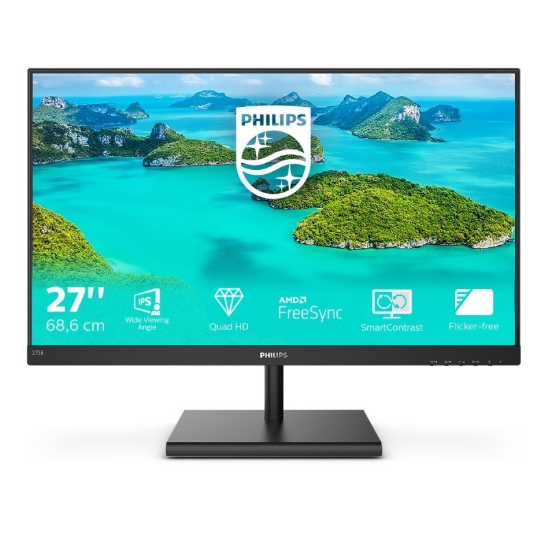 Philips 27" (16:9) QHD Ips Led, 4MS, Vga, Hdmi, DP, 3YR