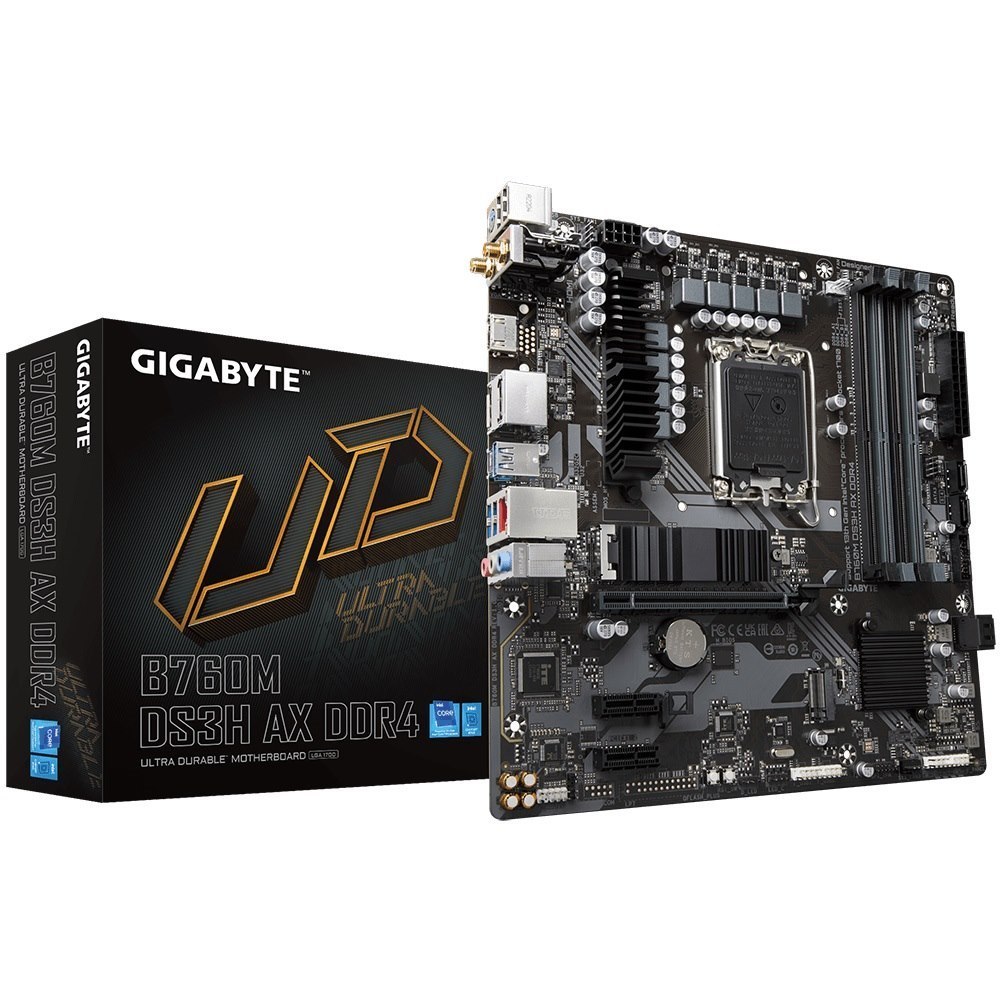 Gigabyte B760M Motherboard, DDR4(4), Sata(4), M.2(3), Wifi, Matx, 3YR