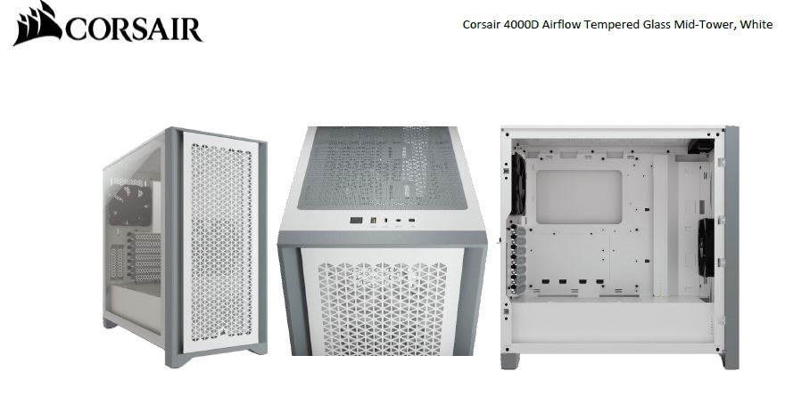 Corsair Cor Cas 4000D-Airflow-Tg-White