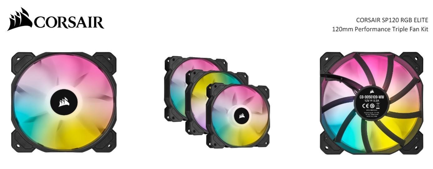 Corsair Cor Fan 120Mm-Sp120-Elite-Rgb-Blk-3Pk