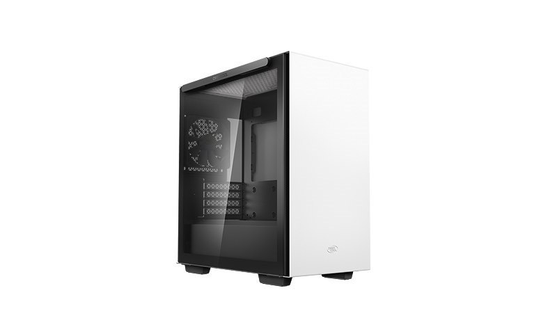 DeepCool Macube 110 White Minimalistic Micro-ATX Case, Magnetic Tempered Glass Panel, Removable Drive Cage, Adjustable Gpu Holder, 1xPreinstalled Fan