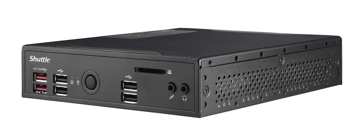 Shuttle Ds20u7 Slim Mini PC 1L Barebone- Intel Core I7-10510U, Fan-Less, 2X Lan, RS232/RS422/RS485, Hdmi, DP, Vga, Vesa Mount, 65W Adapter