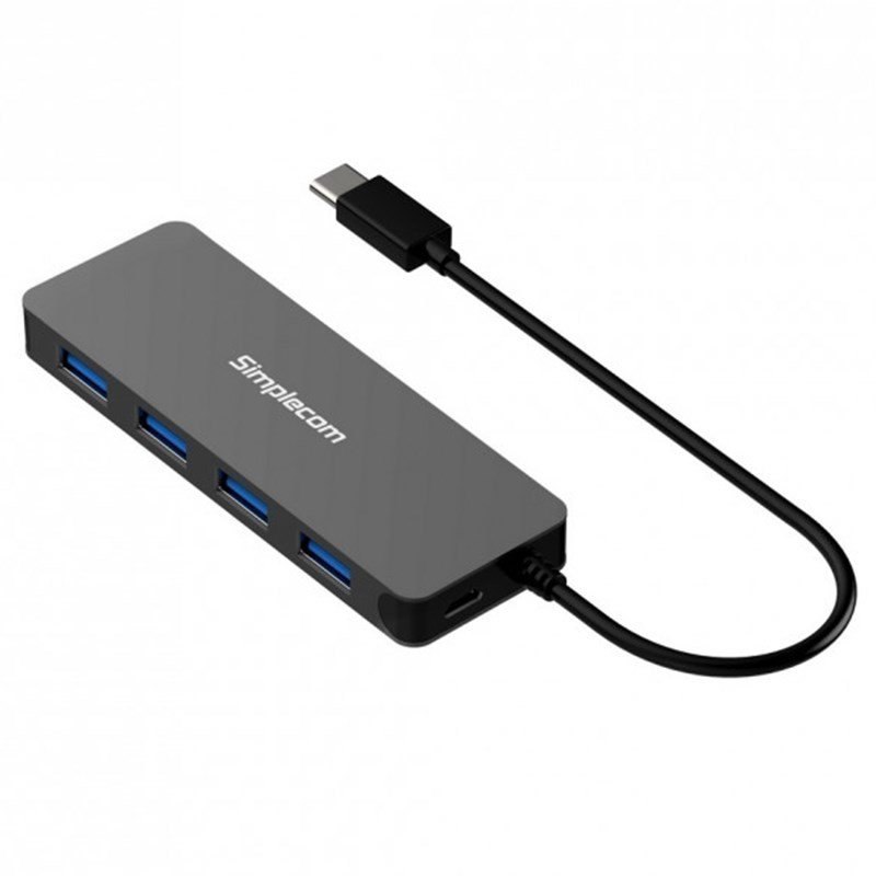 Simplecom CH320-BK Ultra Slim Aluminium Usb 3.1 Type C To 4 Port Usb 3.0 Hub, Black